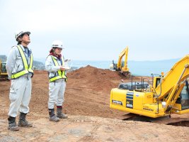 南九州西回り自動車道の出水北インターの建設工事